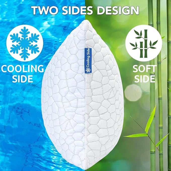 Shredded Memory Foam Pillows for Sleeping King Size Pillow, Cooling Gel Pillows for Hot Sleepers Cool Pillow for Side and Back Sleeper, Soft Yet Support Adjustable Bed Pillow, Gift for Women or Men