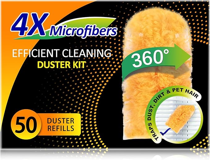 Duster Refills 50 Counts, 360° Heavy Duty Multi Surface Duster Refills for Cleaning, Compatible with Swiffer Dusters