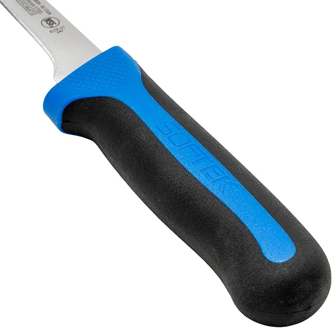 Sof-Tek, 6" Boning Knife, Narrow, Soft Grip Handle,Silver/Black/Blue
