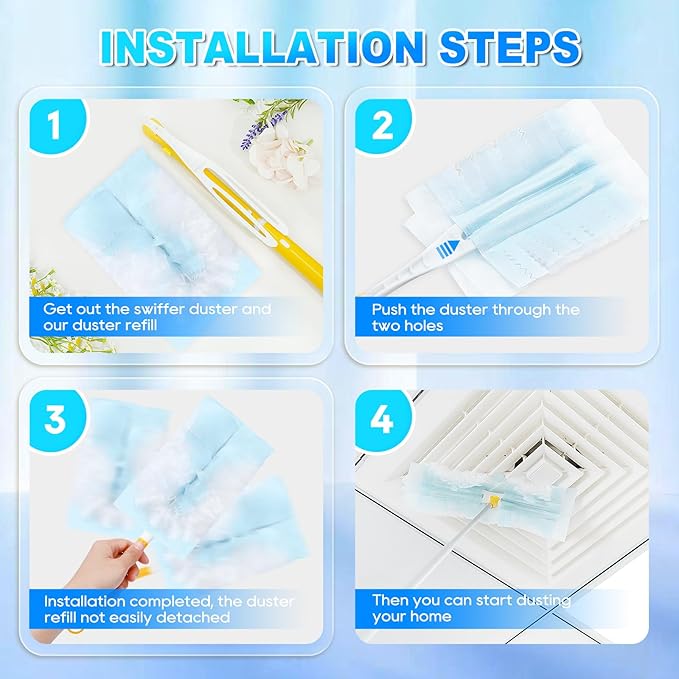 Duster Refill Compatible with Swiffer Hand Duster, Unscented Disposable Heavy Duty Duster Refills, Dusters Refills for Cleaning, Blinds & Ceiling Fan, 20 Count (Handle is Not Included)
