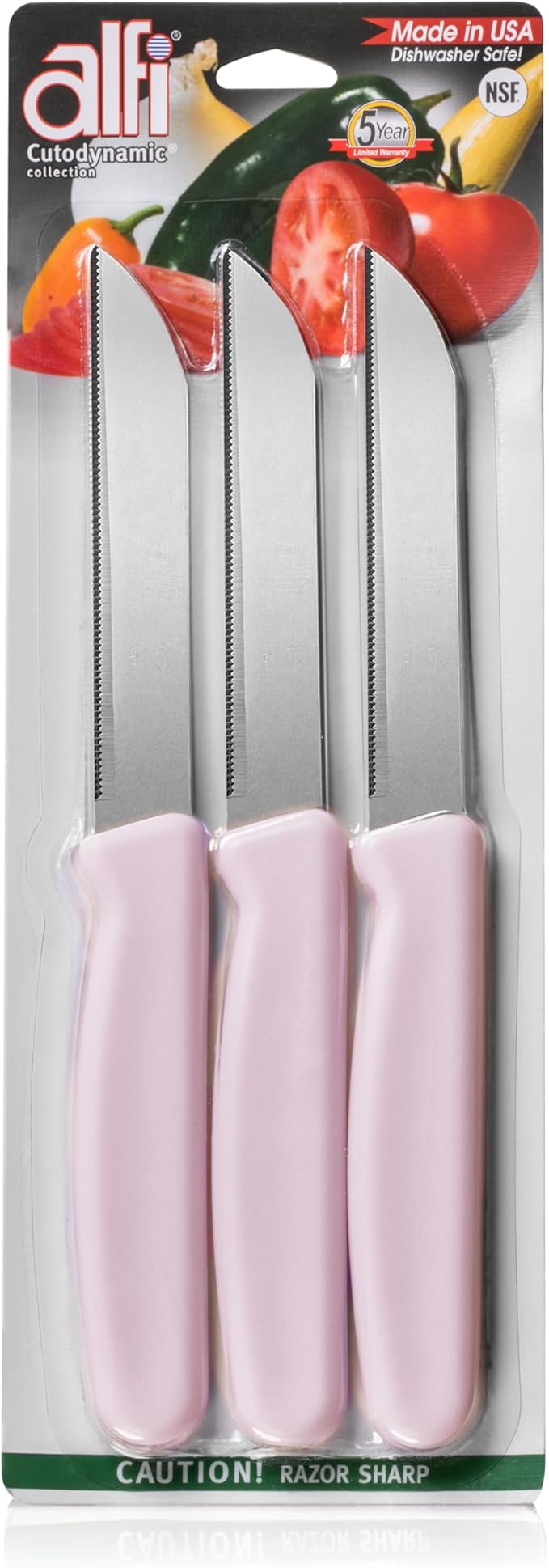 Alfi All-Purpose Knives Aerospace Precision Pointed Tip - Home And Kitchen Supplies - Serrated Steak Knives Set | Made in USA (Lavender)