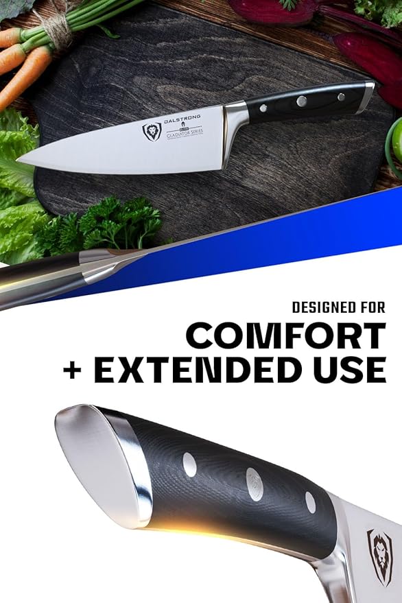 Dalstrong Chef Knife - 6 inch - Gladiator Series Elite - Forged High Carbon German Steel - Razor Sharp Kitchen Knife Gift - Full Tang - Black G10 Handle - Sheath Included - NSF Certified