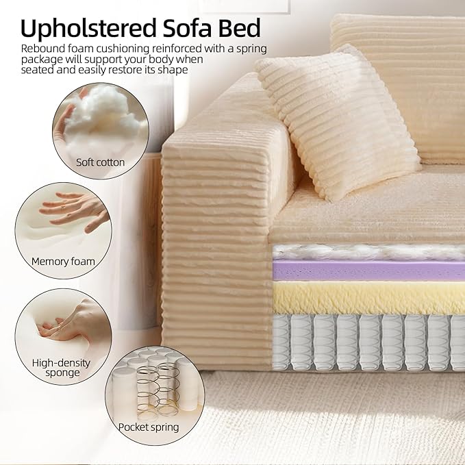 Single Sofa Foam Couch Sofa for Small Spaces, Giant Bean Bag Chair, Comfy Sofas with Removable Cover Furry Couch Pillows for Living Room, Bedroom, Apartment, Dorm, Office