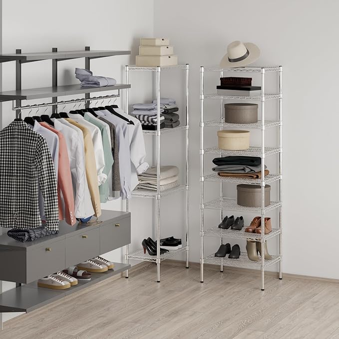 18" Deep x 24" Wide x 74" Height Wire Shelving Kit | 8-Tier | NSF Commercial Storage Rack Unit