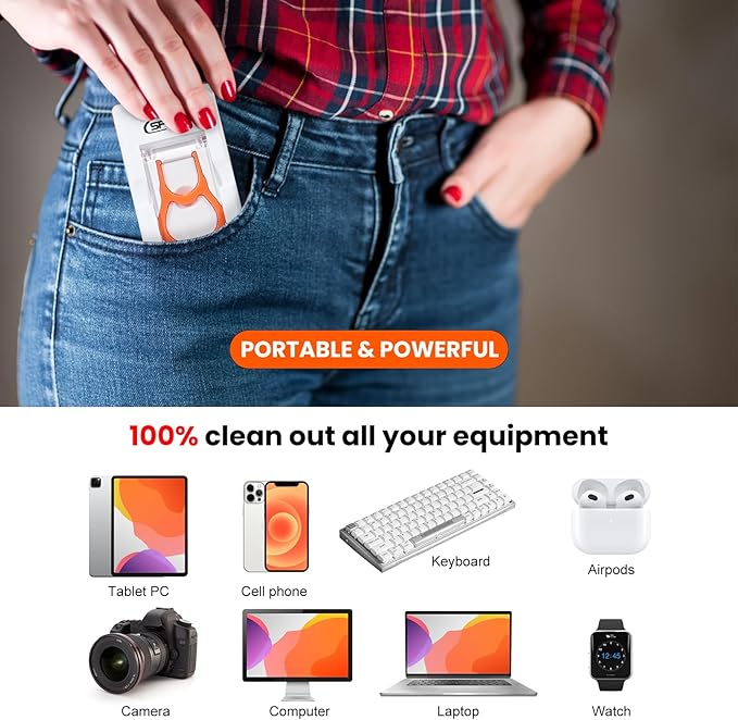 11-in-1 Keyboard Cleaning Kit, Laptop Cleaning Kit Keyboard Brush Cleaner Electronics Cleaner for Cell Phone/Earbuds/Camera Lens/Computer with Multifunctional Cleaning Tool (Orange)