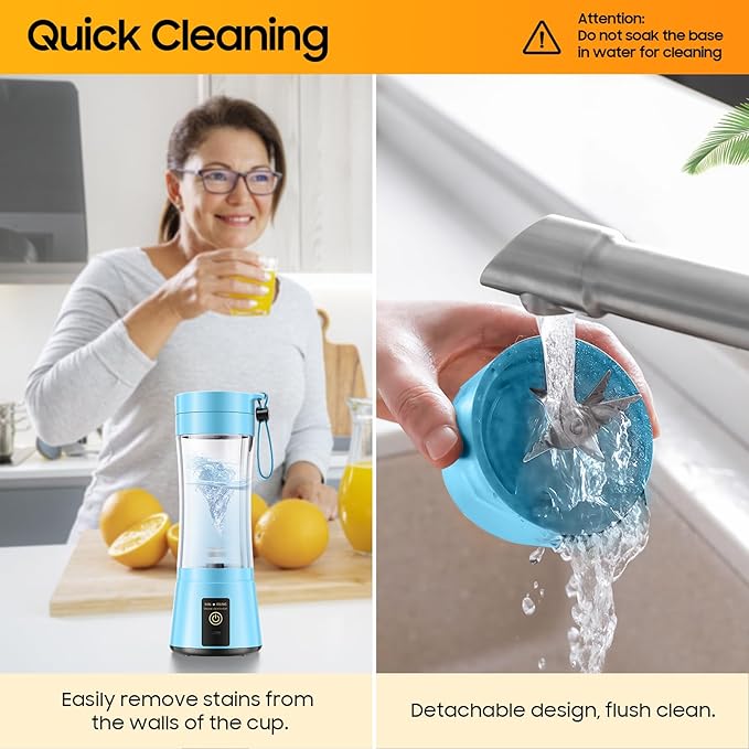 Portable Blender for Smoothies & Shakes - Personal Blender with 12Oz Traveling Cup, BAP Free, 6 Stainless Steel Blades, Freshly Squeezed for Office/Picnic/Sports
