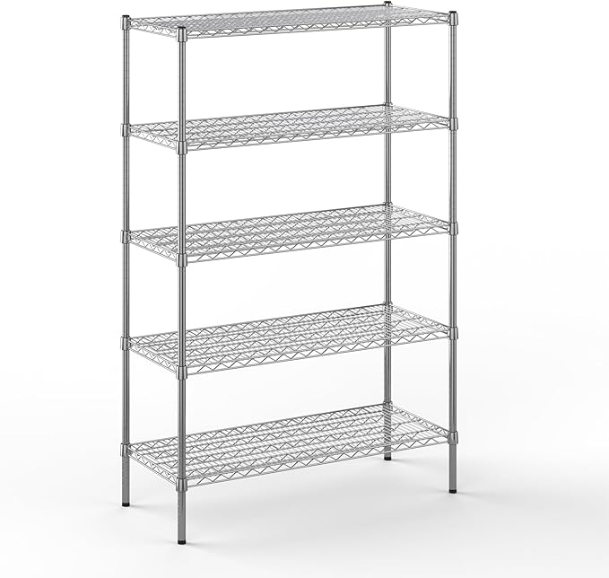18" Deep x 42" Wide x 64" Height Wire Shelving Kit | 5-Tier | NSF Commercial Storage Rack Unit