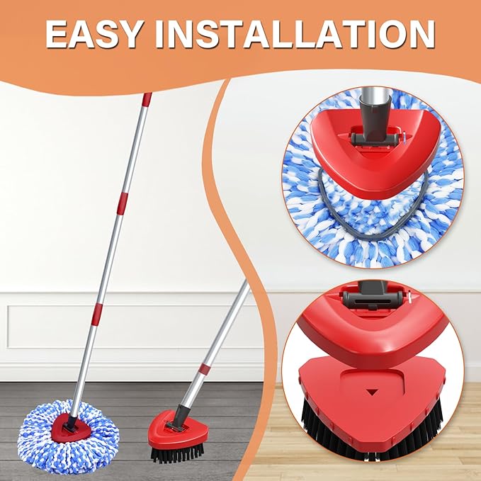 Spin Mop Head Replacement for O Cedar RinseClean 2-Tank System,2 Mop Replace Heads + 1 Upgrade Scrubber Brush, 100% Microfiber Mop Refills Deep Cleaning Machine Washable