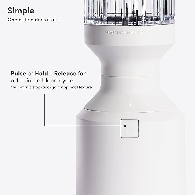 Beast Mega 1200 Plus | Premium Countertop Blender | Smoothies, Shakes, Sauces, Dips, Soups | Blends Ice and Frozen Fruit | XL Vessel | With Extra Vessels, Straw System | 1200W | (Cloud White, 120V)