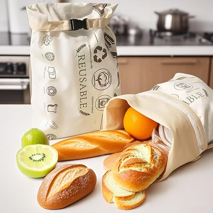 Reusable Bread Bags for Homemade Bread, Large Cotton Beeswax Bags, Sourdough Bag, Beeswax Bag, Sourdough Storage(2 Pack) Noblefuny
