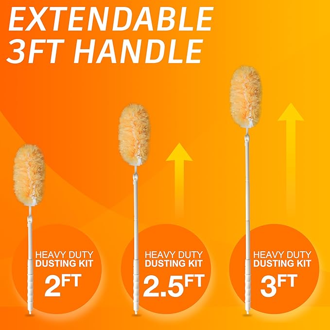 Heavy Duty Multi Surface 360°Heavy Duty 20 Duster Refills & 1 Handle, Compatible with Swiffer Dusters,Disposable Dusters for Cleaning