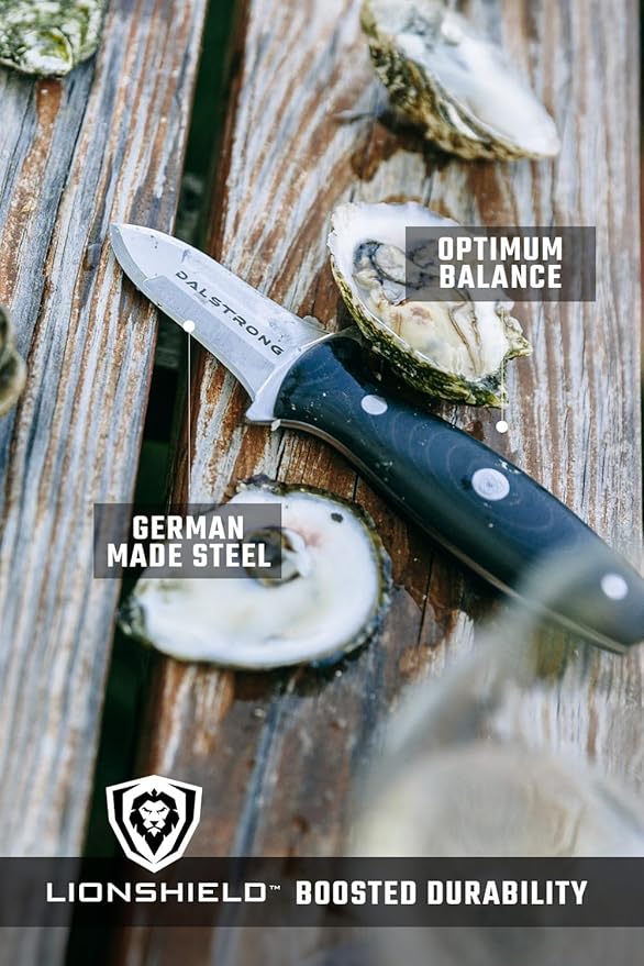 Dalstrong Clam Oyster Knife- 3” Shellfish & Oyster Shucker Clamp Knife - Gladiator Series Elite - Forged HC German Steel - Crab Eating Utensils- G10 Handle - W/Sheath- NSF Certified