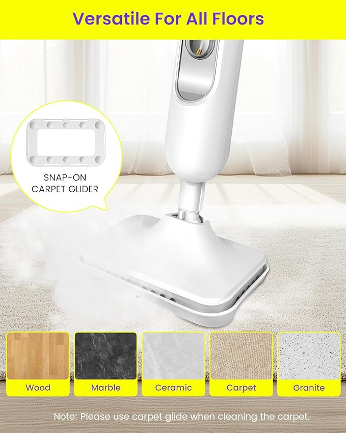 Steam Mop for Floor Cleaning, Effortless Ergonomic Design Floor Steamer for Hardwood and Tile, Adjustable Steam Modes, 1500W High Power, 16.4ft Cord, 400Ml XL Tank, 2 Washable Pad