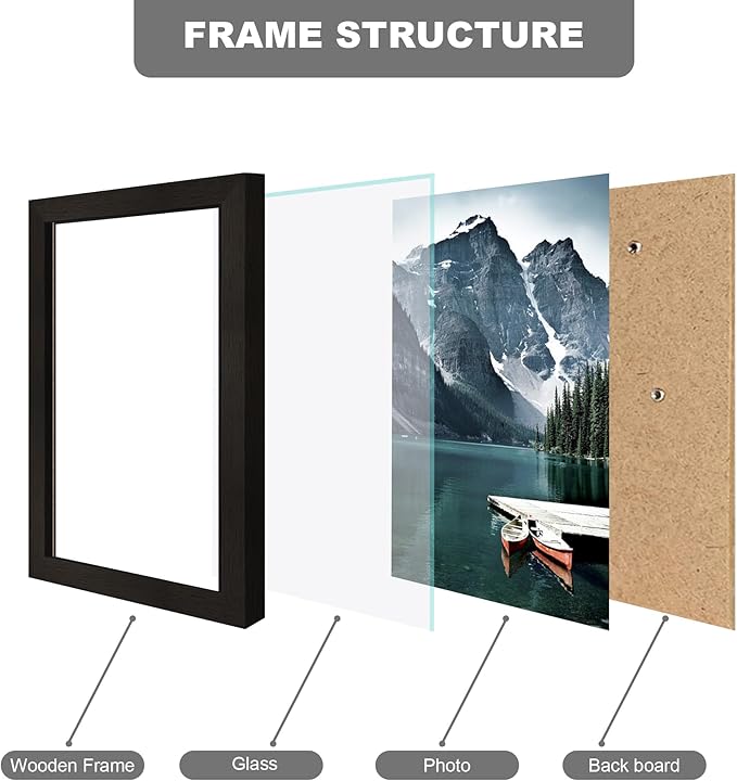 5.5x8.5 diploma Frame - Made of Real Glass and Black Wooden Frame, 5.5 by 8.5 Photo for Wall or Tabletop Display, 1 Pack