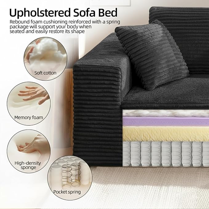 Single Cloud Sofa, Giant Bean Bag Chair with High Backrest & Wider Armrest, Foam Boneless Couch for Oversized Spaces, Comfy Furry Sofas with Pillows for Living Room, Bedroom, Apartment, Dorm, Office