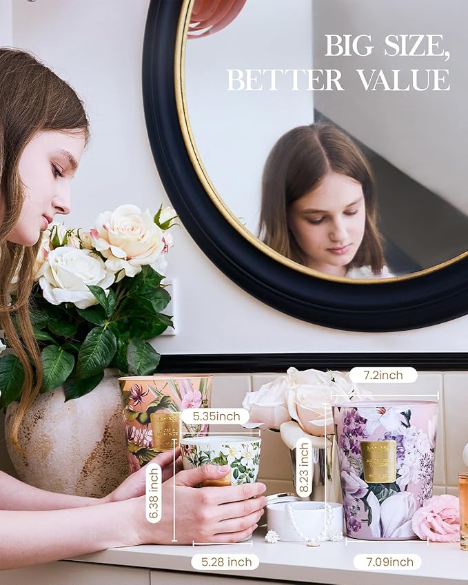 M&SENSE Neroli Noir Scented Candle 3 Wick 35oz 150H Long Lasting, Natural Soy Candles Stress Relief Calm Home Fragrance Housewarming Gifts