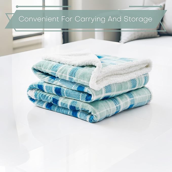 Electric Heated Blanket Full Size 72"x84" - Microplush & Sherpa Fabric Dual-Sided, 6 Heat Settings & 1-10 Hours Auto Off , Cozy Warming Throw for Home, Office, or Bed, Machine Washable,Mint Green