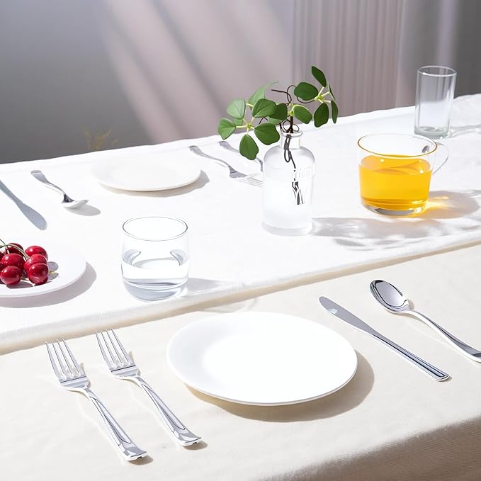 144 Pack Silver Premium Plastic Cutlery Disposable Silverware Set - 48 Forks, 48 Knives, 48 Spoons - For Catering, Parties, Dinners, Weddings, and Everyday Use, Plastic box packaging