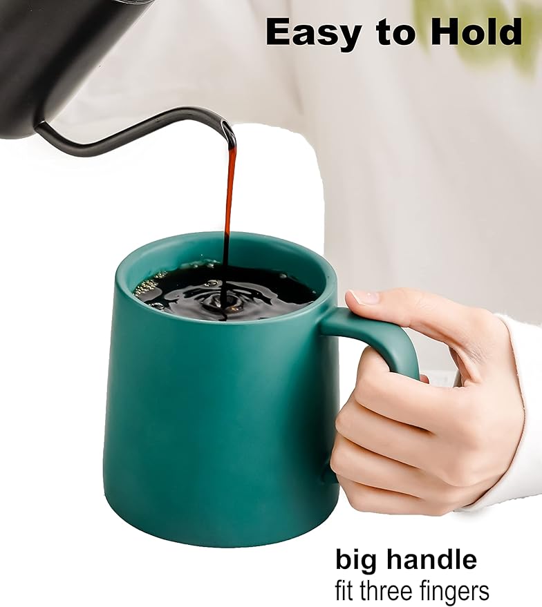 T-WARE 16 Oz Coffee Mugs, Matte Sage Green Mug Set of 4, Ceramic Mugs Coffee, Solid Color Coffee Cups Ceramic