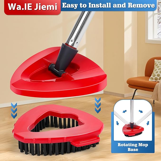 2 Pcs Mop Scrub Brush Head and 1 Mop Base Part Part Replacement Compatible with Oceda EasyWring 1 Tank System
