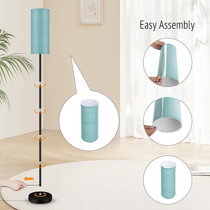BoostArea Floor Lamps for Living Room, Modern Green Floor Lamp, LED Corner Floor Lamp with Linen LampShade, Standing Lamp for Bedroom/Office/Study Room/Farmhouse(Bulb Not Included)