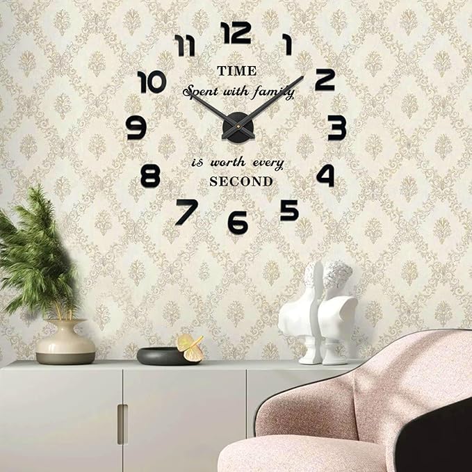 VANGOLD Large Wall Clocks for Living Room Decor, Decorative Wall Clocks Battery Operated (Black Wall Decor)