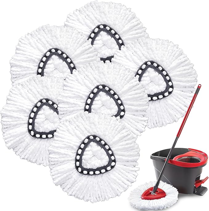 Mop Replacement Heads for O Cedar: Mop Replace Head Easy Wring Spin - Mop Heads Replacements Easy to Clean Install and Replaceable Mop Head Machine Washable (6pack)