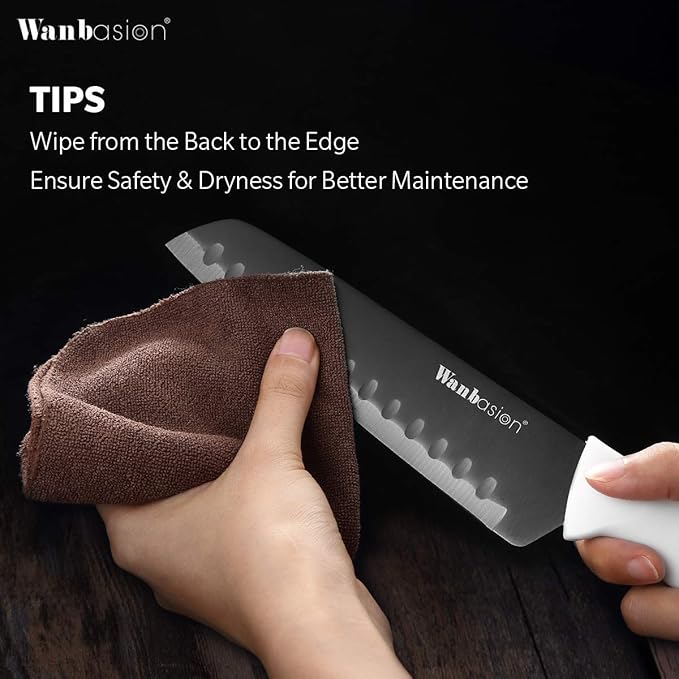 Wanbasion 16Pcs Kitchen Knife Block Set with Sharpener, Sharp Kitchen Knives Set with Block, Stainless Steel Knife Set with Block Dishwasher Safe White