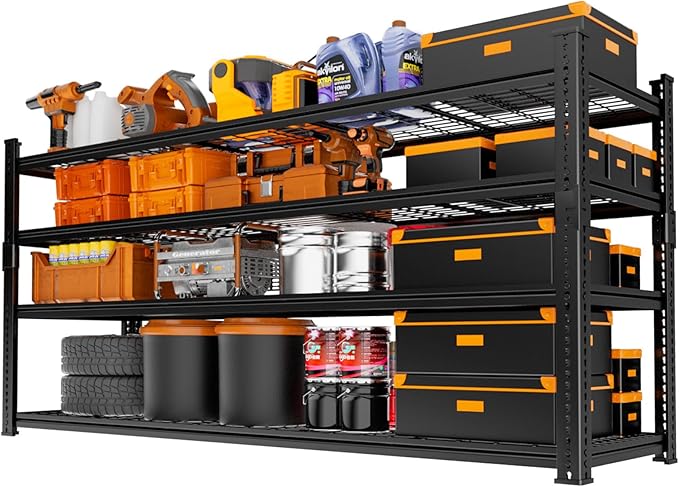 Storage Shelves Heavy Duty, 60"L x 24"W x 60"H Garage Wire Shelving Unit Loads 2640LBS, 4-tier Adjustable Metal Industrial Utility Shelf Rack for Kitchen, Laundry Room, Pantry, Warehouse, Basement