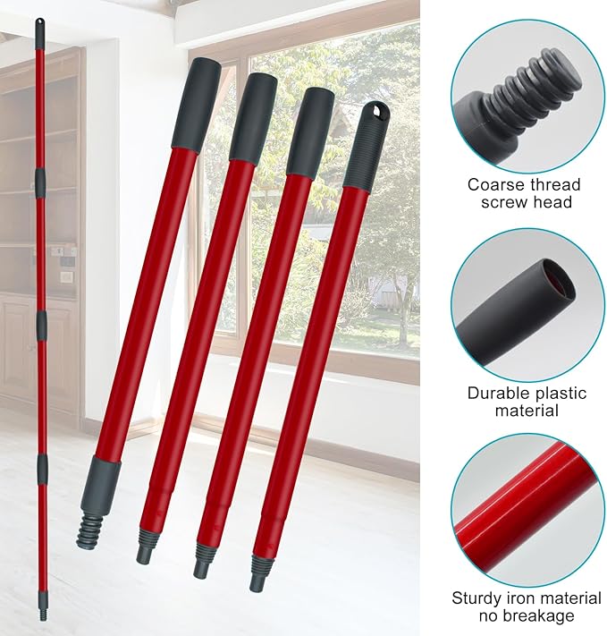 Spin Mop Replace Head, Base, Mop Handle Replacement for OCedar EasyWring 1 Tank System - Include 2 Microfiber Mop Head Replacement, 1 Sturdy Iron 30-58" Mop Handle, Head Cover and Scrubber