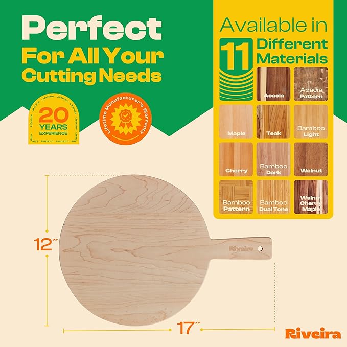 Riveira Maple Wood Cutting Board – Gourmet Maple Grandeur: 17 x 12 Wooden Cutting Board – Natural Wooden Cutting Boards For Kitchen Decorative – Innovative Juice Grooves Maple Wooden Chopping Board