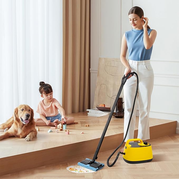 BEAMNOVA Steam Cleaner Electric Household Steamer High Pressure Multipurpose Rolling Cleaning Machine for Carpet Upholstery Floor Car Detailing Home Inside 1.5L 50.72oz Water Container with Roller