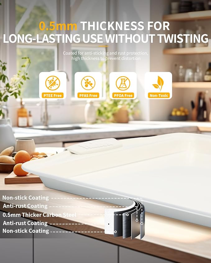 Baking Pans Set with Silicone Handles, 34 PCS Nonstick Bakeware Sets, Oven Pan Set Includes Baking Tray, Cookie Sheet, Cake Pans, Loaf Pan, Muffin Pan, Pizza Pan