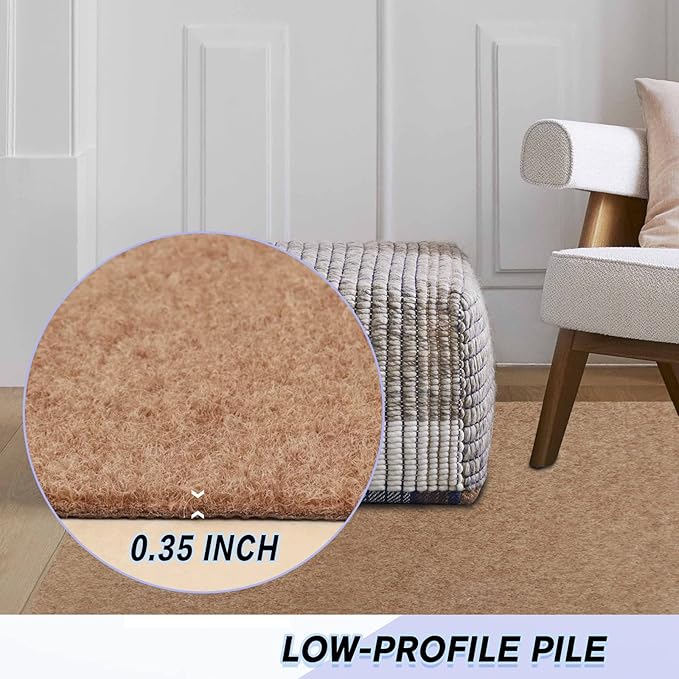 Custom Size Backed Non-Slip Area Rugs Runner, Easy Clean, Waterproof Runner Rugs for Hallway Entryway, Kitchen, Laundry, 4FT x 11FT, Beige