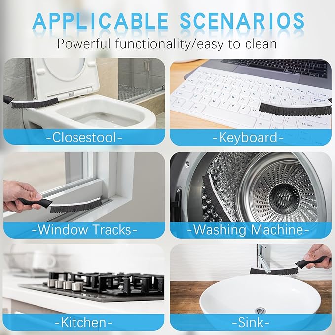 Hard Bristle Crevice Cleaning Brushes for Household Use - 2025 New Thin Scrub Brush Set, Small Cleaning Tool for Narrow Spaces, Kitchen,Toilet, Bathroom,Window, Faucets, Car Gaps (Model 1)