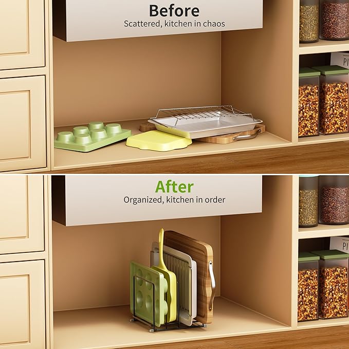 Cutting Board Organizer-1.6in Wide Kitchen Cutting Board Holder Stand for Pan,Baking Sheets,Cookie Sheets with 4 Slots,Baking Sheet Oragnizer(2PC-Large)