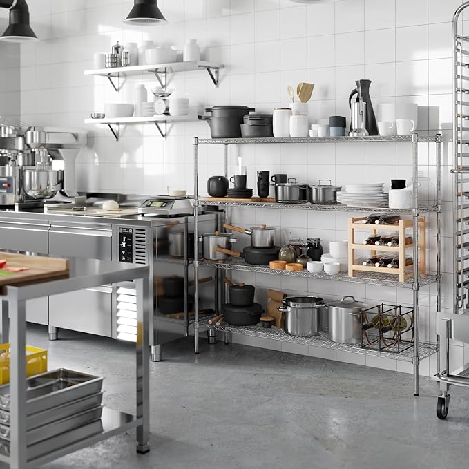 14" Deep x 60" Wide x 54" Height Wire Shelving Kit | 4-Tier | NSF Commercial Storage Rack Unit