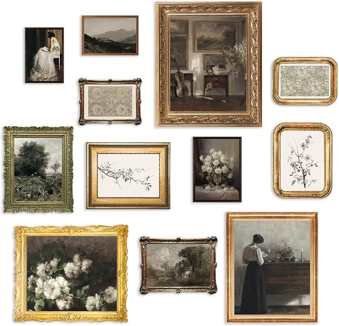 KBKBART Vintage Wall Art Prints, French Country Wall Decor Retro Countryside Landscape Canvas Painting, Classical Vintage Prints, Rustic Farmhouse Wall Art for Bathroom, Bedroom Living Room-UNFRAMED