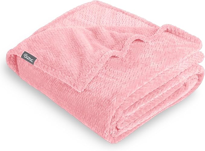 Bare Home Textured Fleece Blanket - Twin/Twin Extra Long - Ultra-Soft Lightweight for Bed, Sofa, and Couch - Luxury Microplush - Cozy Warm Blanket (Twin/Twin XL, Chevron Light Pink)