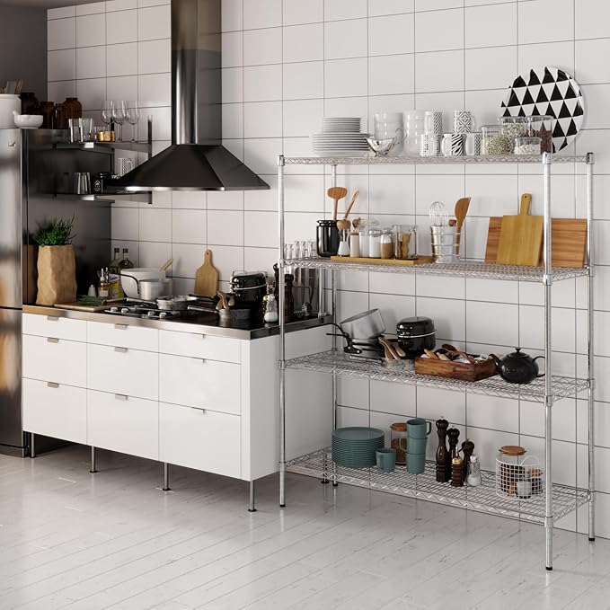 18" Deep x 54" Wide x 64" Height Wire Shelving Kit | 4-Tier | NSF Commercial Storage Rack Unit