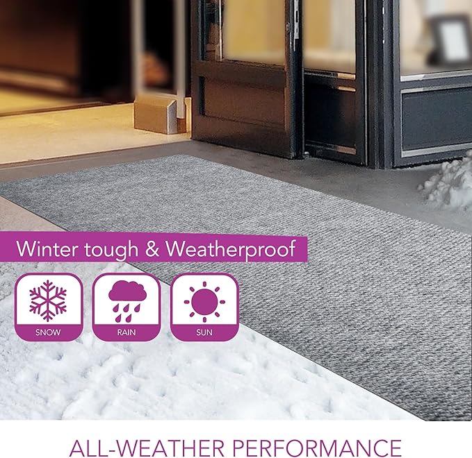 iCustomRug Hallway Runner Rug – 4x10ft Grey, Indoor/Outdoor, Non-Slip Rubber Backing, Low-Profile All-Weather Carpet, Non-Shedding & Easy Care, Entryway Mat Ideal for High Traffic Areas