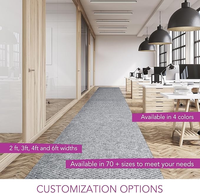 iCustomRug Hallway Runner Rug – 4x10ft Grey, Indoor/Outdoor, Non-Slip Rubber Backing, Low-Profile All-Weather Carpet, Non-Shedding & Easy Care, Entryway Mat Ideal for High Traffic Areas