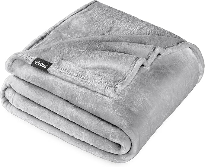 Bare Home Fleece Blanket - Twin/Twin Extra Long - Ultra-Soft Lightweight for Bed, Sofa, and Couch - Luxury Microplush - Cozy Warm Blanket (Twin/Twin XL, Light Grey)