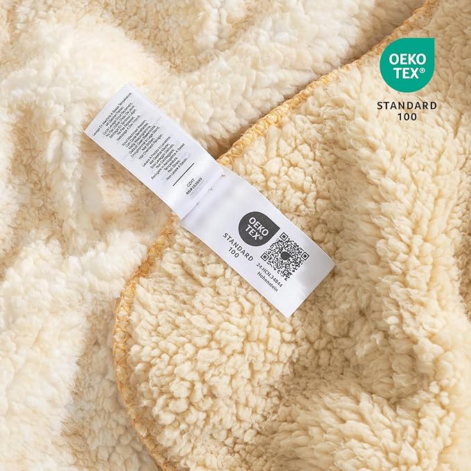 Cozy Bliss Luxury Sherpa Throw Blanket for Couch, Premium Reversible Plush Thick Throw, Warm Cozy Soft Blanket for Home and Gifts (Mottled Beige, 60" x 80")