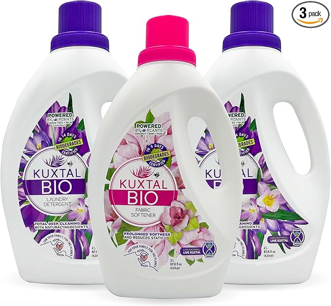 KUXTAL Fabric Softener 1-Pc & Liquid Laundry Detergent 2-Pc (202.8 fl oz) Biodegradable & Eco-Friendly And Natural Extracts, Its Cleaning (Mix liquid)