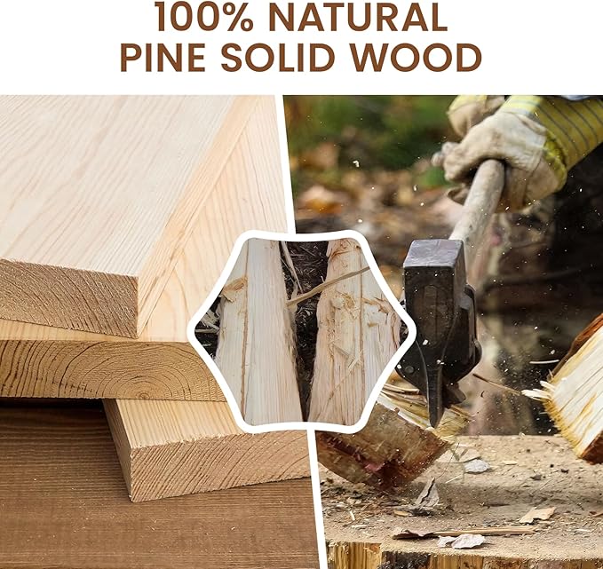 Heimlove Wooden Floating Shelves for Wall,2 Packs 16 inches Natural Pine Solid Wood Bathroom Shelf Over Toilet Decor and Storage 8 inches Deep for Kitchen Bedroom Office & Living Room Wall Decor