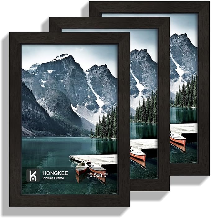 5.5x8.5 diploma Frame - Made of Real Glass and Black Wooden Frame, 5.5 by 8.5 Photo for Wall or Tabletop Display, 1 Pack