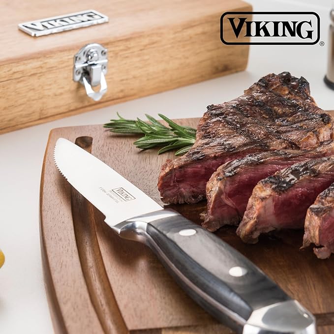 Viking 6-Piece Steak Knife Set With Box | Black