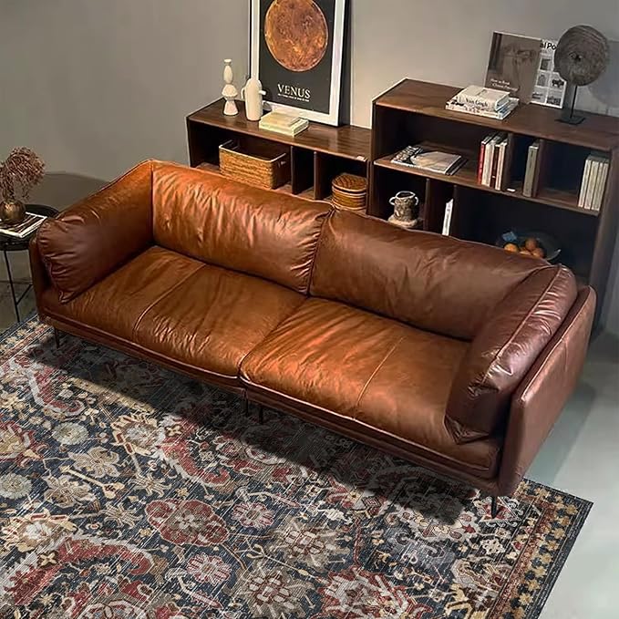 RUGSURE Washable Area Rugs - Perfect for Living Room, Bedroom, Kids Room, Nursery - Stain & Water Resistant Non-Slip, Pet & Child Friendly, Vintage Tribal Area Rugs (Rust, 9' x 12')
