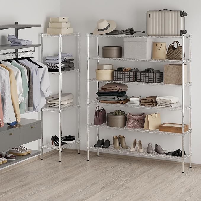 14" Deep x 60" Wide x 74" Height Wire Shelving Kit | 6-Tier | NSF Commercial Storage Rack Unit